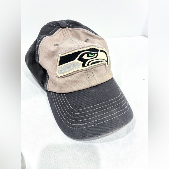 Seahawks Fitted Large Rustic Khaki and Blue with White Stitching Football Cap - Picture 3 of 4